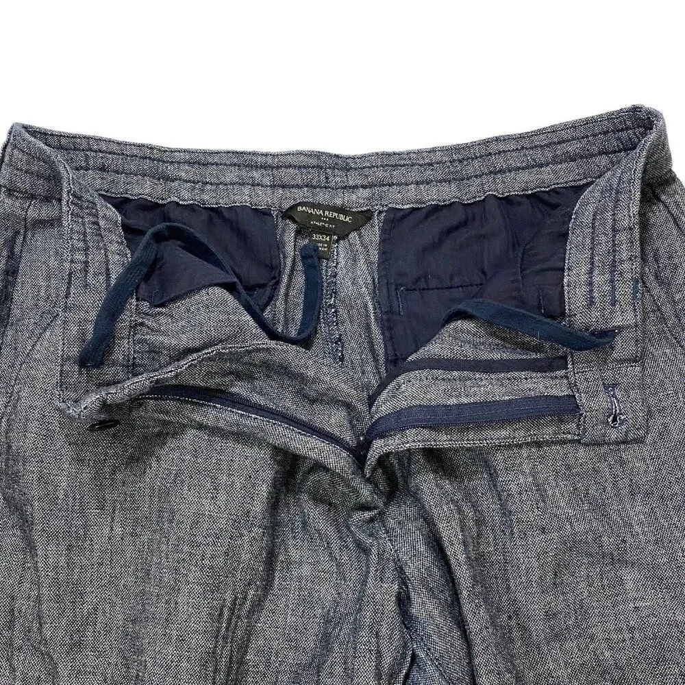 Banana Republic Athletic Fit Linen Blend Pants | 33X34 | Drawstring | Beachy